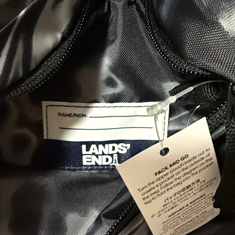 Lands’ End New Black Drawstring Bag - Picture 4 of 4